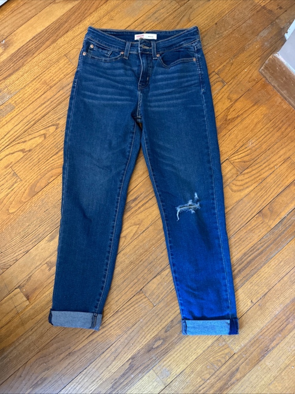 Signature by Levi Strauss Dark Blue Boyfriend Jeans